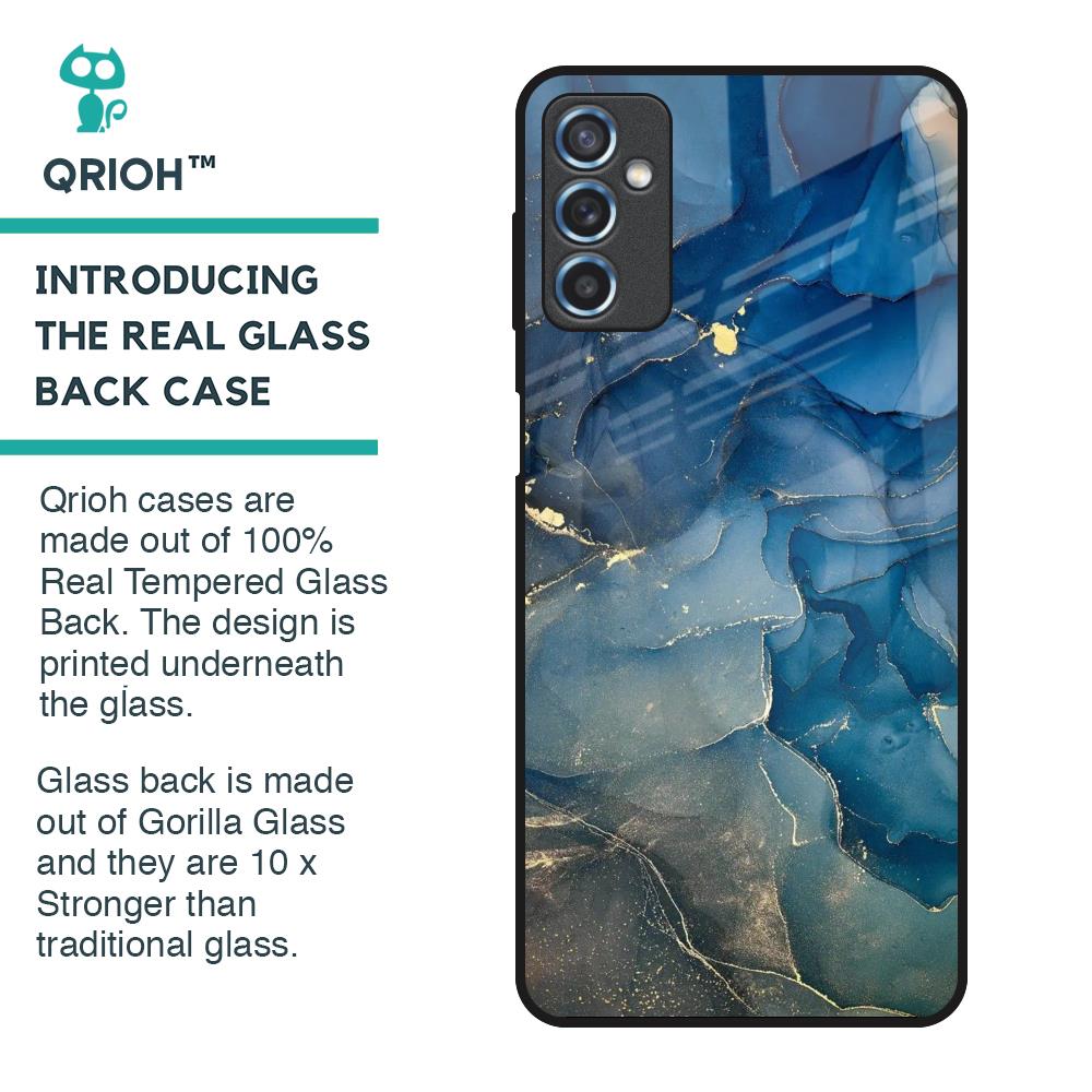 Blue Cool Marble Glass Case for Samsung Galaxy M52 5G