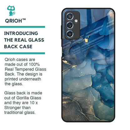 Blue Cool Marble Glass Case for Samsung Galaxy M52 5G