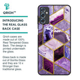 Purple Rhombus Marble Glass Case for Samsung Galaxy M52 5G