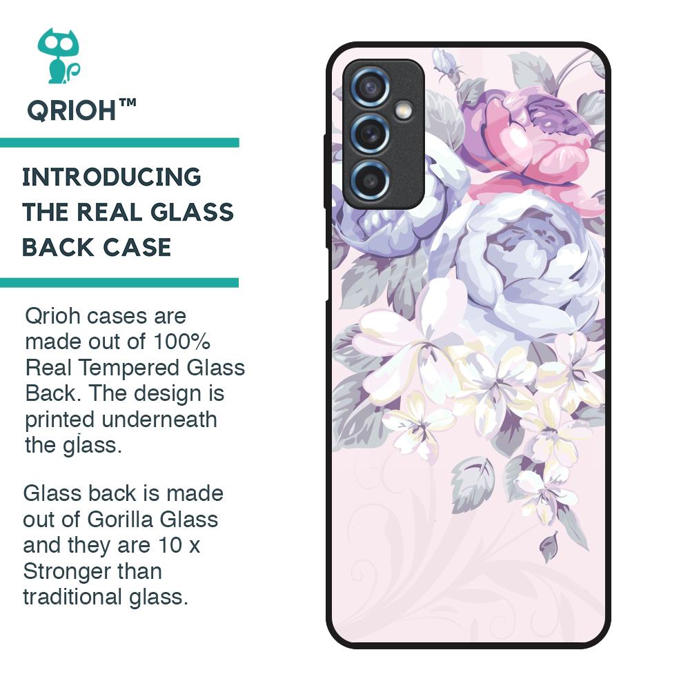 Elegant Floral Glass Case for Samsung Galaxy M52 5G