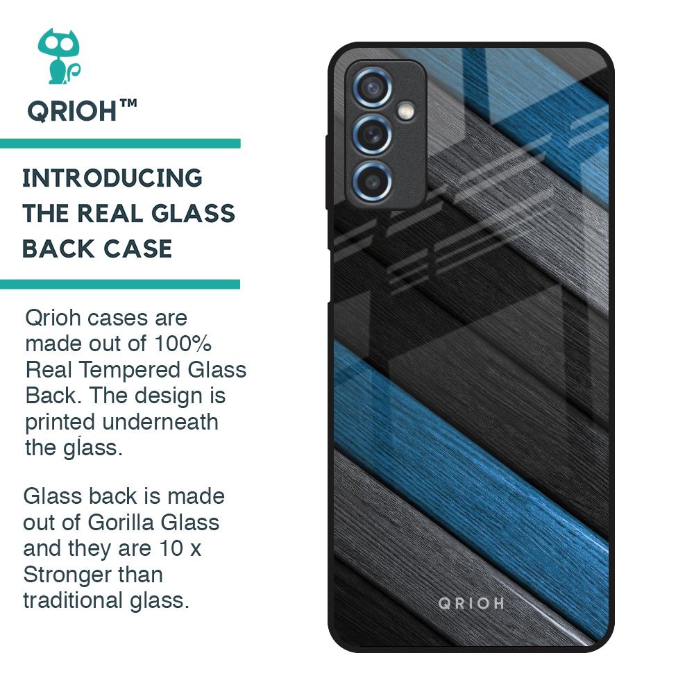 Multicolor Wooden Effect Glass Case for Samsung Galaxy M52 5G