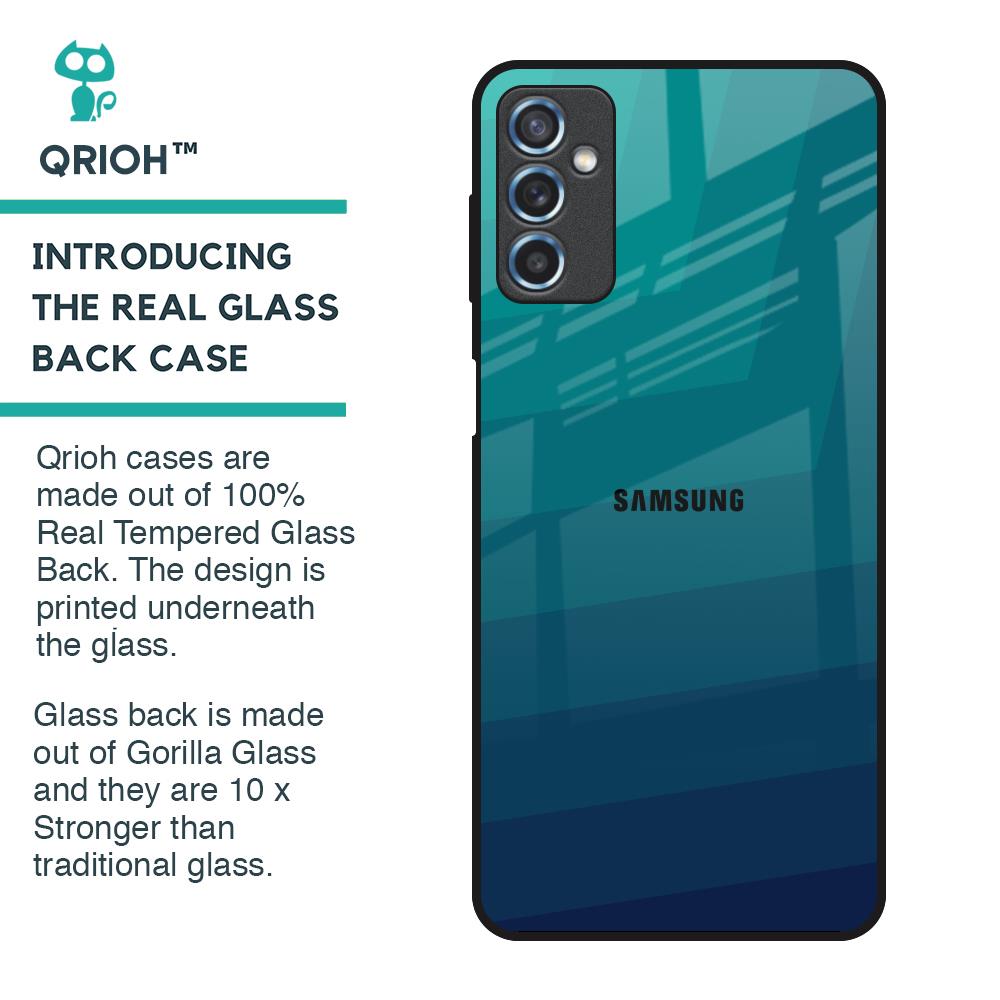 Green Triangle Pattern Glass Case for Samsung Galaxy M52 5G
