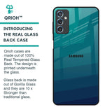 Green Triangle Pattern Glass Case for Samsung Galaxy M52 5G