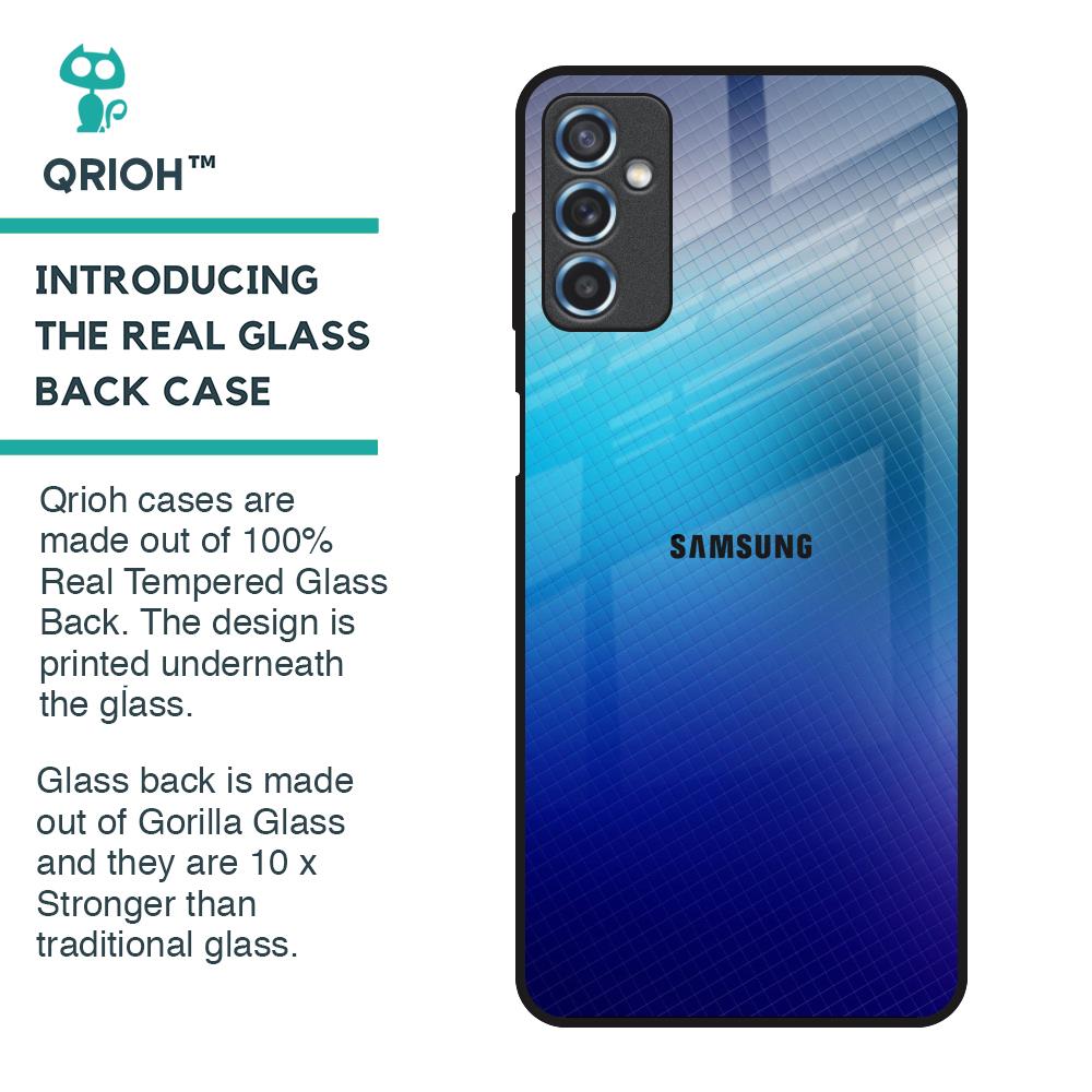 Blue Rhombus Pattern Glass Case for Samsung Galaxy M52 5G