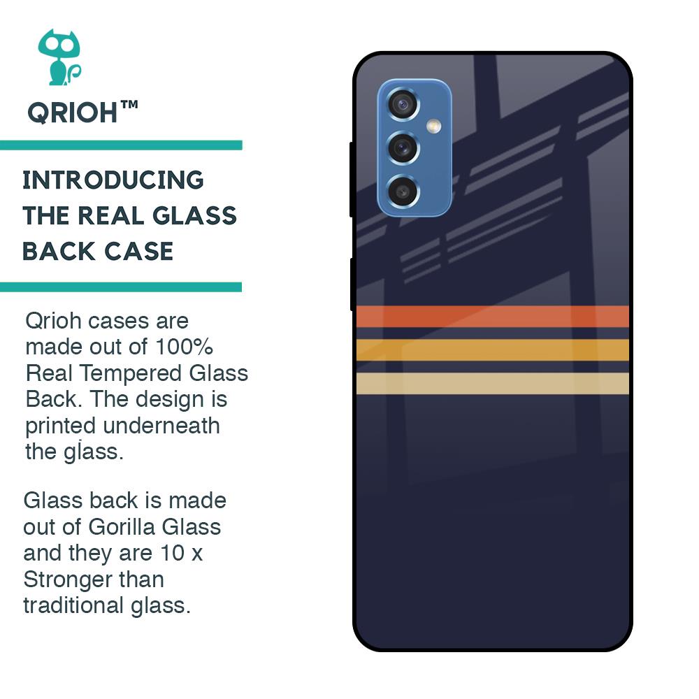 Tricolor Stripes Glass Case For Samsung Galaxy M52 5G