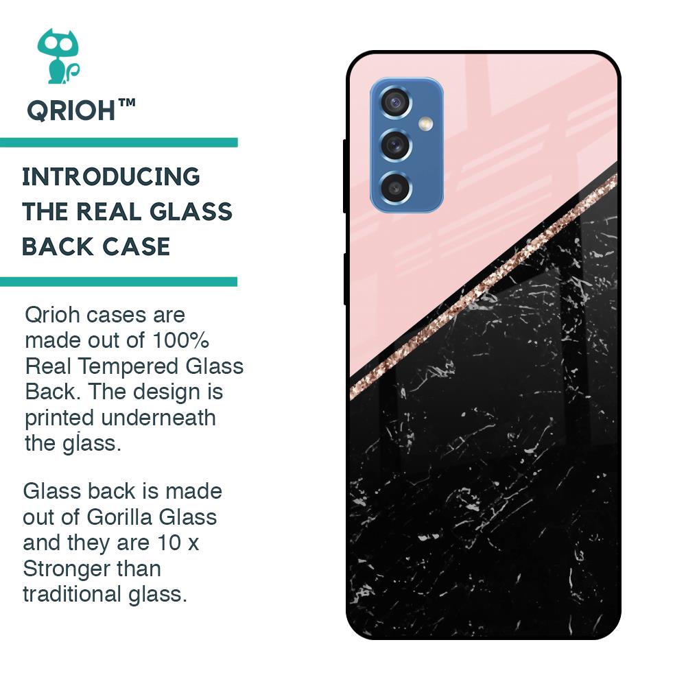 Marble Texture Pink Glass Case For Samsung Galaxy M52 5G