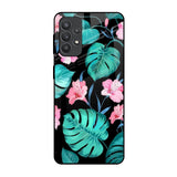 Tropical Leaves & Pink Flowers Samsung Galaxy M32 5G Glass Back Cover Online