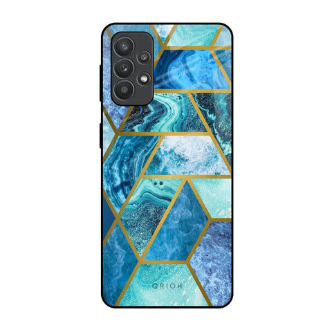 Turquoise Geometrical Marble Samsung Galaxy M32 5G Glass Back Cover Online