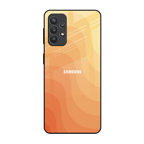 Orange Curve Pattern Samsung Galaxy M32 5G Glass Back Cover Online