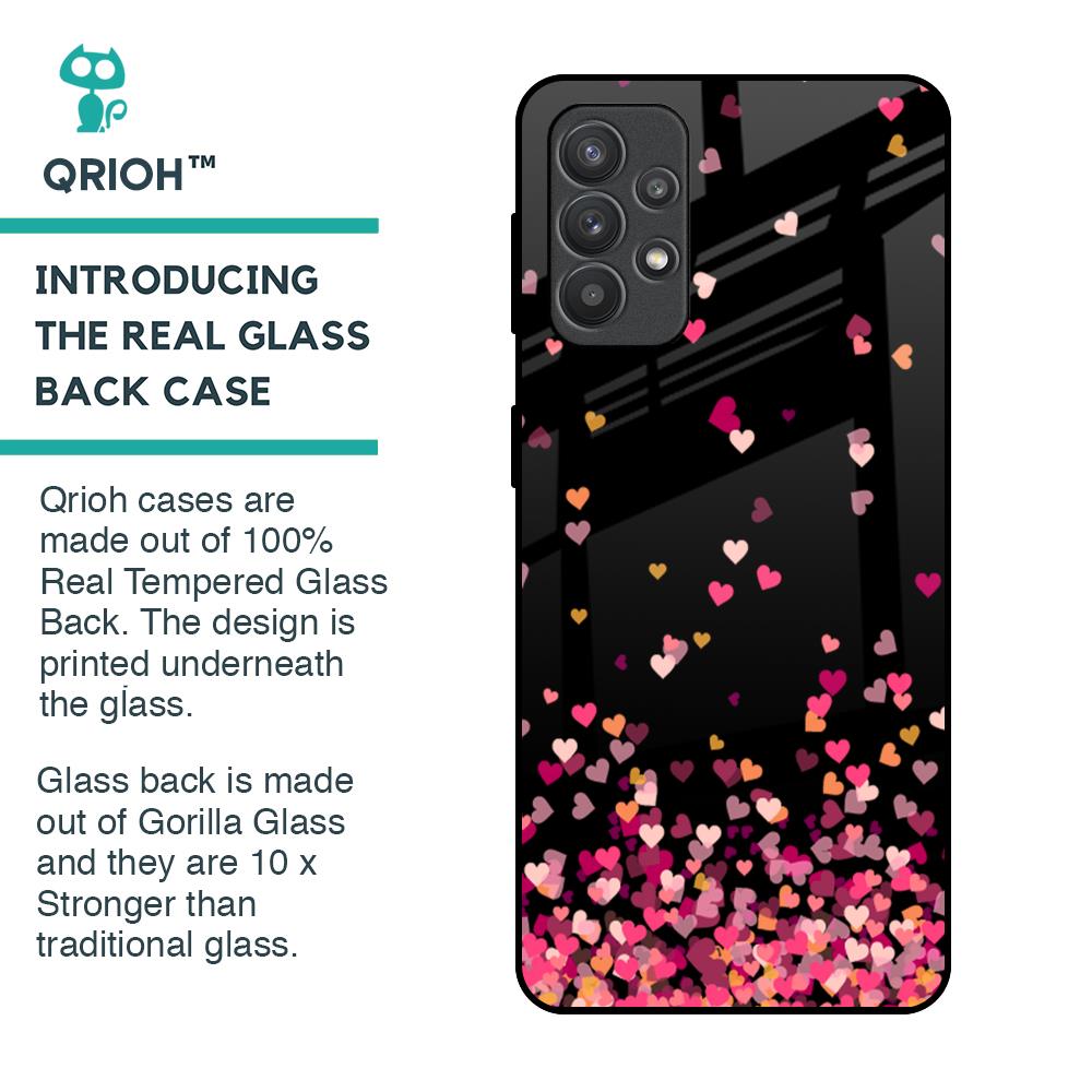 Heart Rain Fall Glass Case For Samsung Galaxy M32 5G