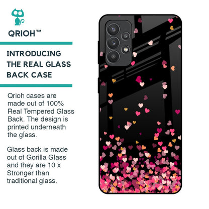 Heart Rain Fall Glass Case For Samsung Galaxy M32 5G