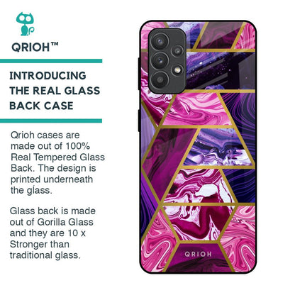 Electroplated Geometric Marble Glass Case for Samsung Galaxy M32 5G
