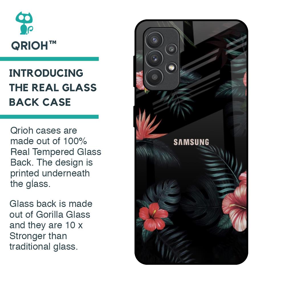 Tropical Art Flower Glass Case for Samsung Galaxy M32 5G