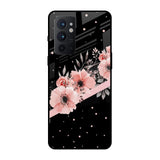 Floral Black Band OnePlus 9RT Glass Back Cover Online