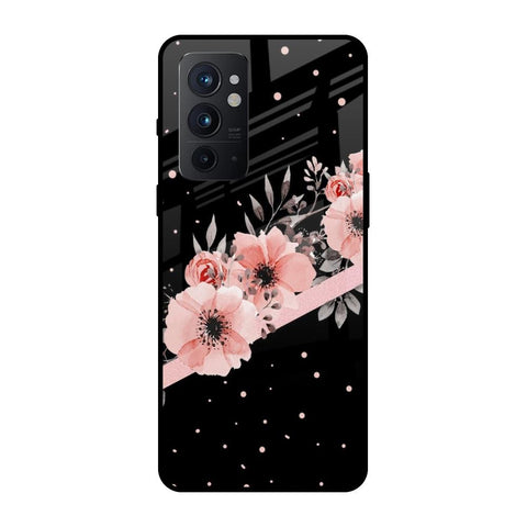 Floral Black Band OnePlus 9RT Glass Back Cover Online