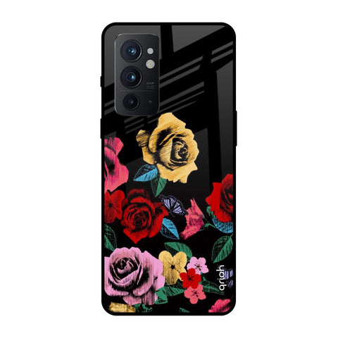 Floral Decorative OnePlus 9RT Glass Back Cover Online
