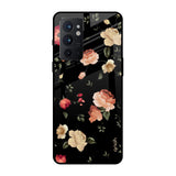 Black Spring Floral OnePlus 9RT Glass Back Cover Online