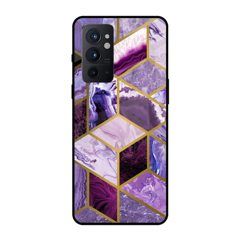Purple Rhombus Marble OnePlus 9RT Glass Back Cover Online