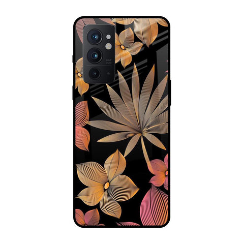Lines Pattern Flowers OnePlus 9RT Glass Back Cover Online
