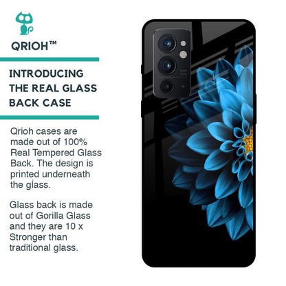 Half Blue Flower Glass Case for OnePlus 9RT