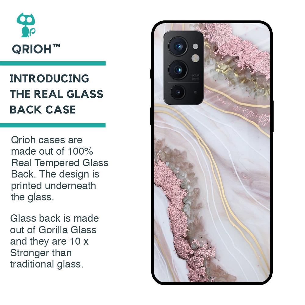 Pink & Gold Gllitter Marble Glass Case for OnePlus 9RT