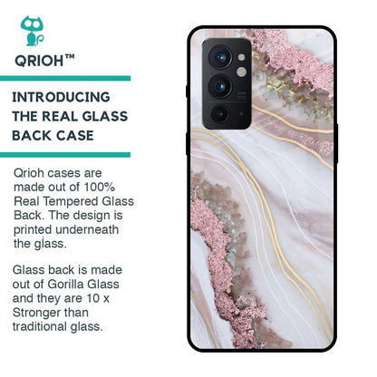 Pink & Gold Gllitter Marble Glass Case for OnePlus 9RT