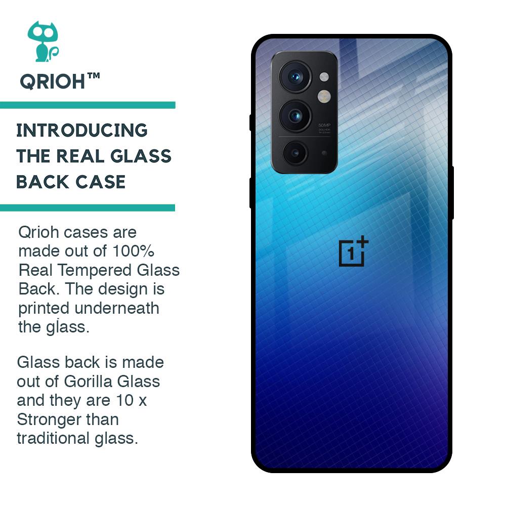 Blue Rhombus Pattern Glass Case for OnePlus 9RT