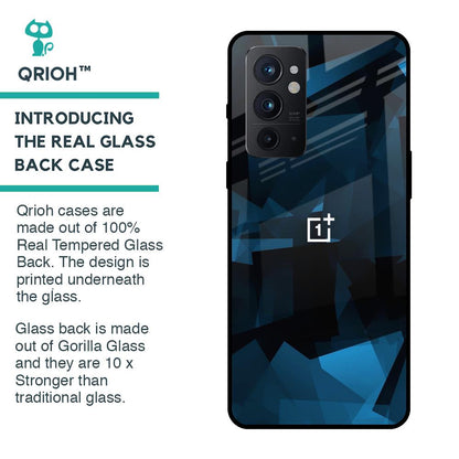 Polygonal Blue Box Glass Case For OnePlus 9RT