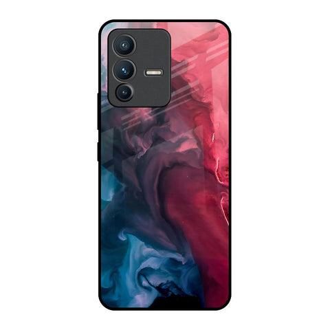 Blue & Red Smoke Vivo V23 Pro 5G Glass Back Cover Online