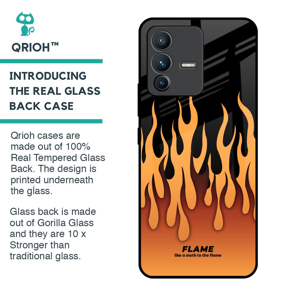 Fire Flame Glass Case for Vivo V23 Pro 5G
