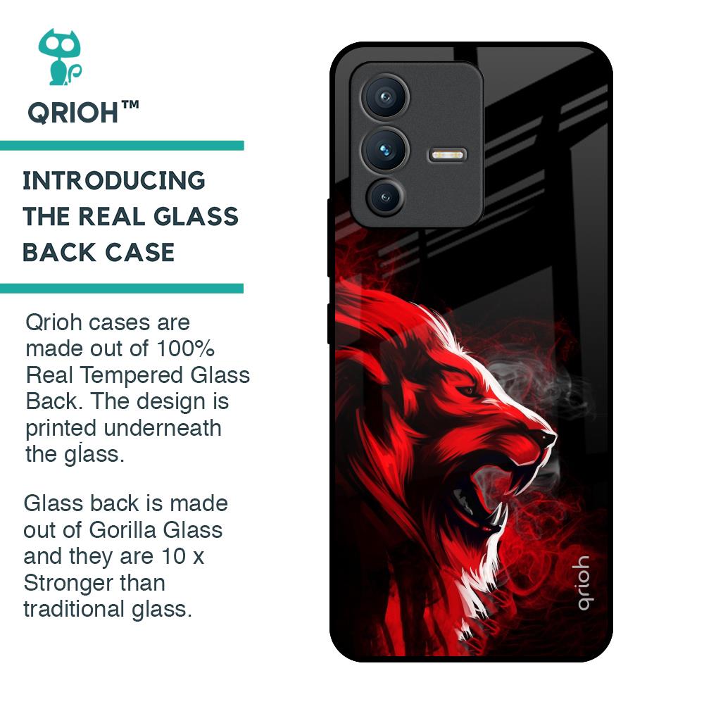 Red Angry Lion Glass Case for Vivo V23 Pro 5G