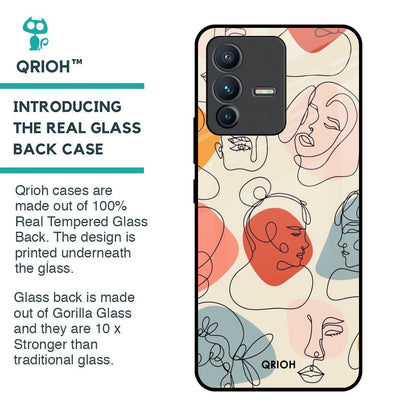 Abstract Faces Glass Case for Vivo V23 Pro 5G