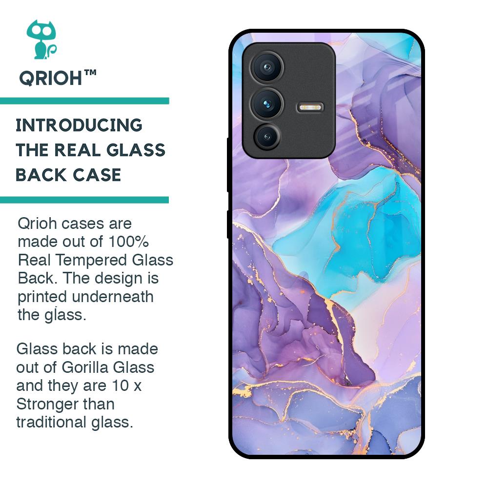 Alcohol ink Marble Glass Case for Vivo V23 Pro 5G