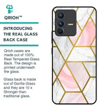 Geometrical Marble Glass Case for Vivo V23 Pro 5G