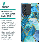 Turquoise Geometrical Marble Glass Case for Vivo V23 Pro 5G