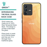 Orange Curve Pattern Glass Case for Vivo V23 Pro 5G