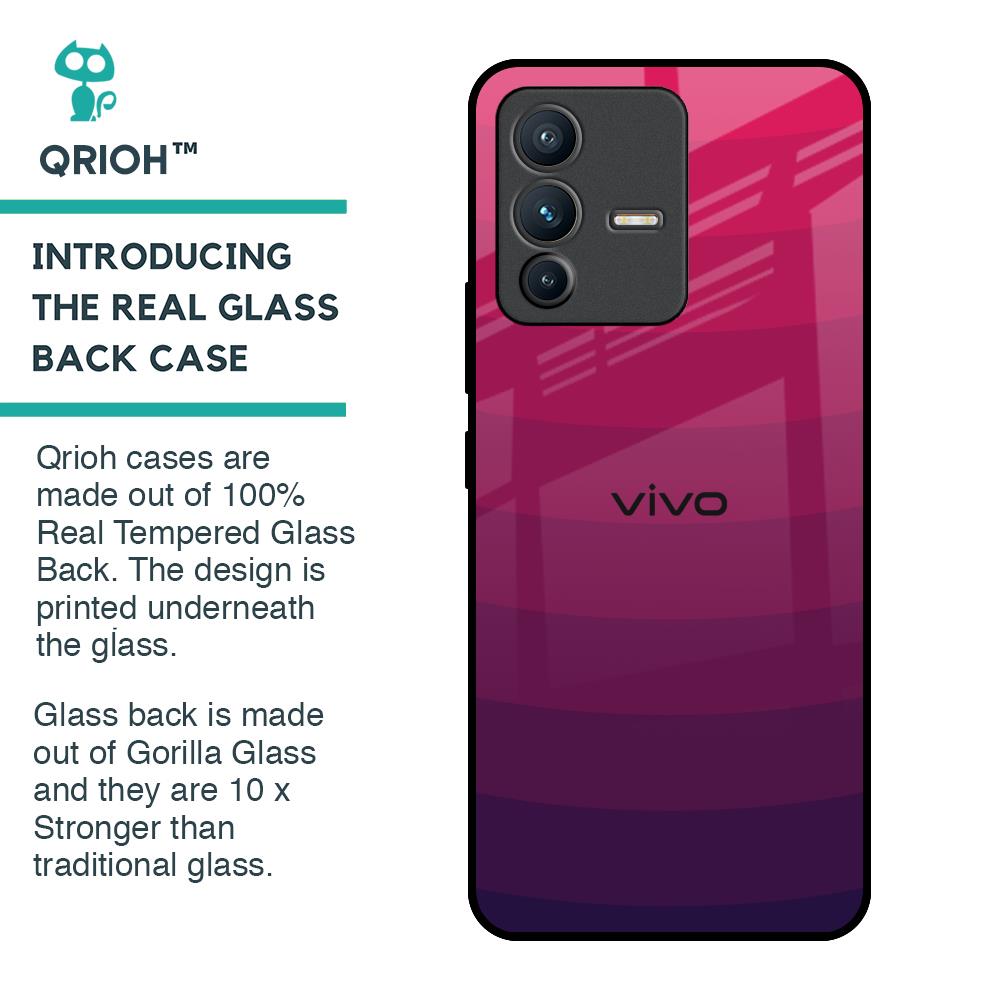 Wavy Pink Pattern Glass Case for Vivo V23 Pro 5G