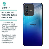 Blue Rhombus Pattern Glass Case for Vivo V23 Pro 5G