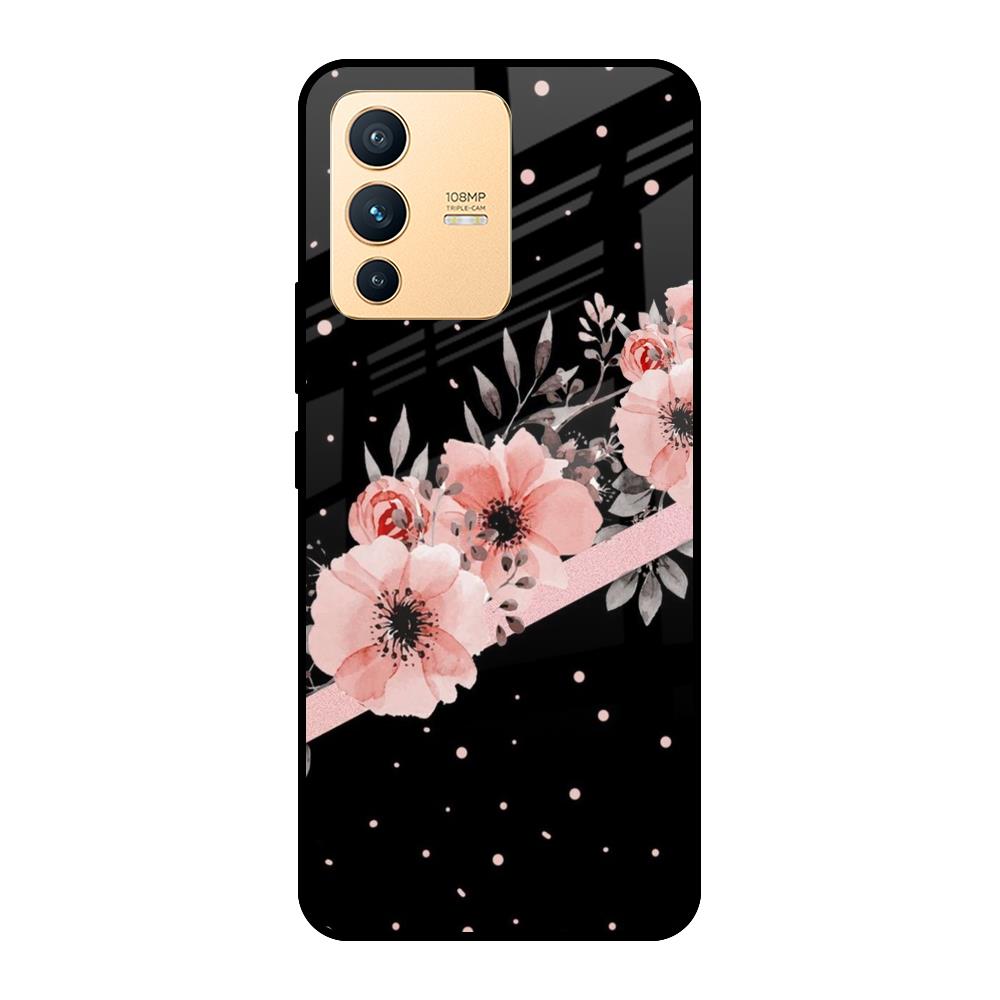 Floral Black Band Vivo V23 Pro 5G Glass Cases & Covers Online