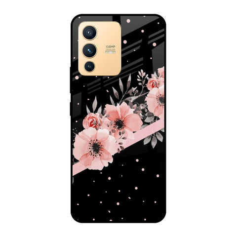 Floral Black Band Vivo V23 Pro 5G Glass Cases & Covers Online