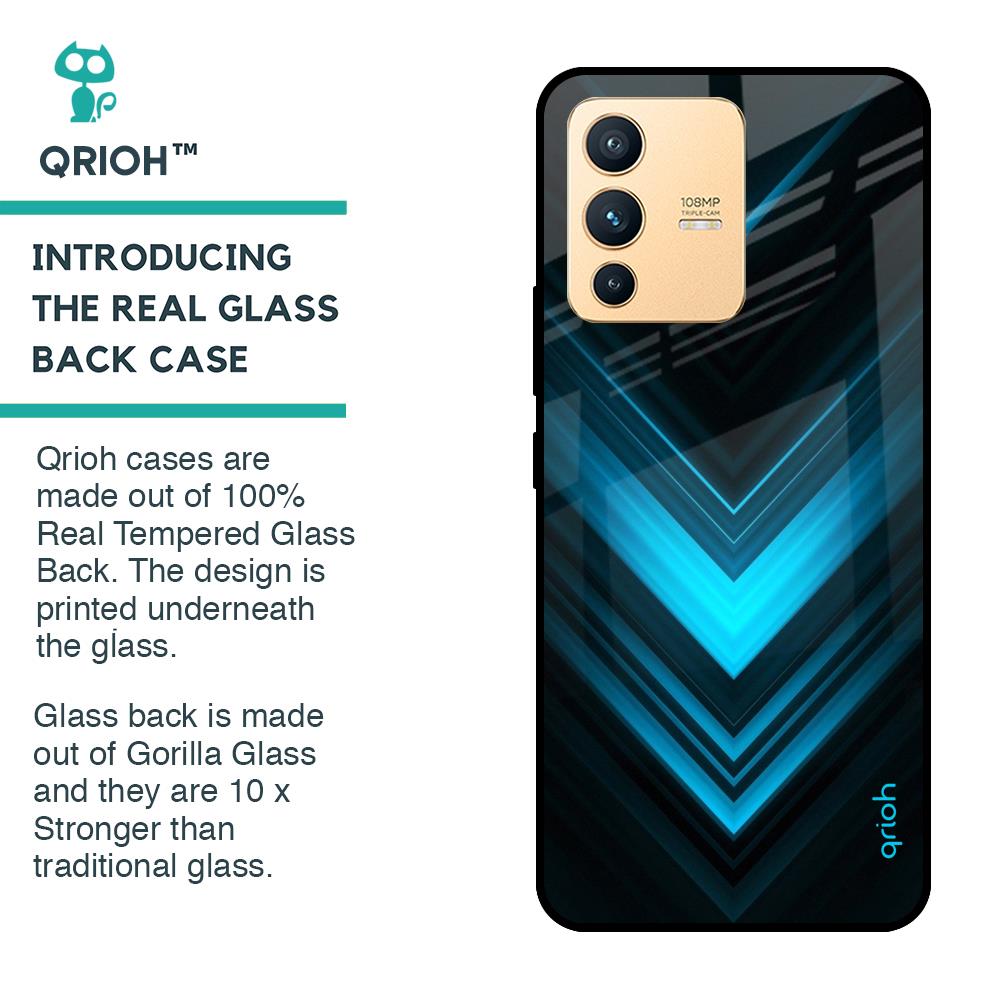 Vertical Blue Arrow Glass Case For Vivo V23 Pro 5G
