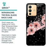 Floral Black Band Glass Case For Vivo V23 Pro 5G