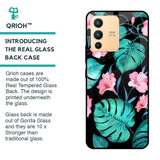 Tropical Leaves & Pink Flowers Glass case for Vivo V23 Pro 5G