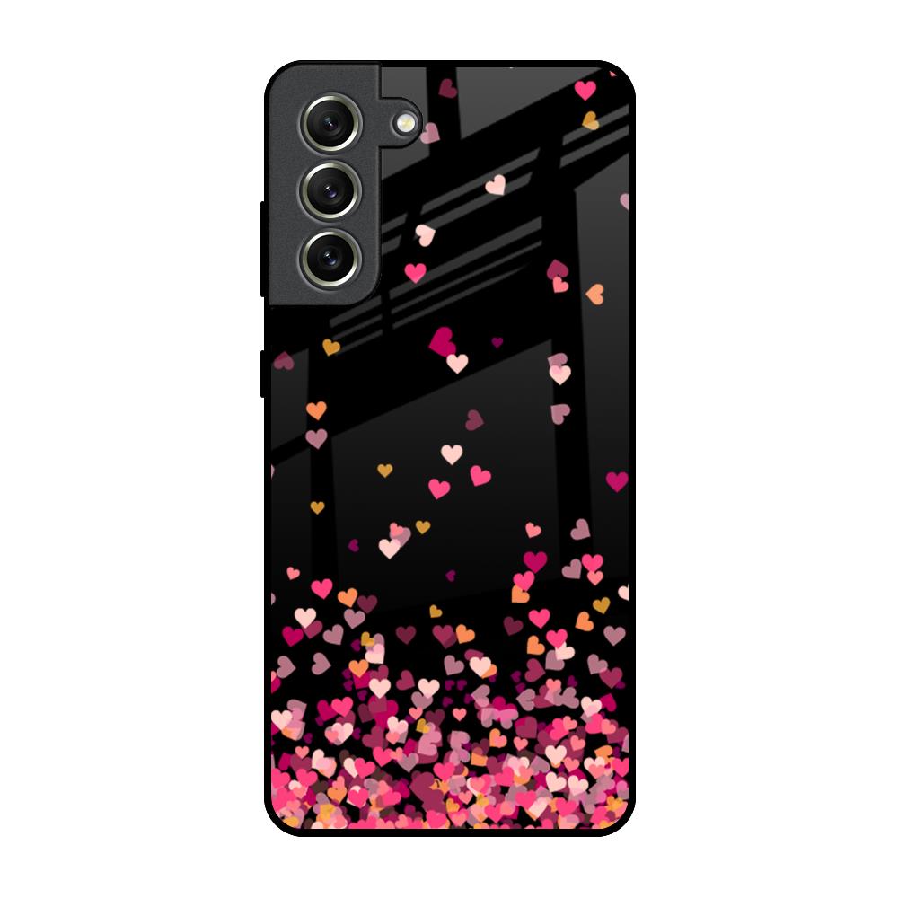 Heart Rain Fall Samsung Galaxy S21 FE 5G Glass Back Cover Online
