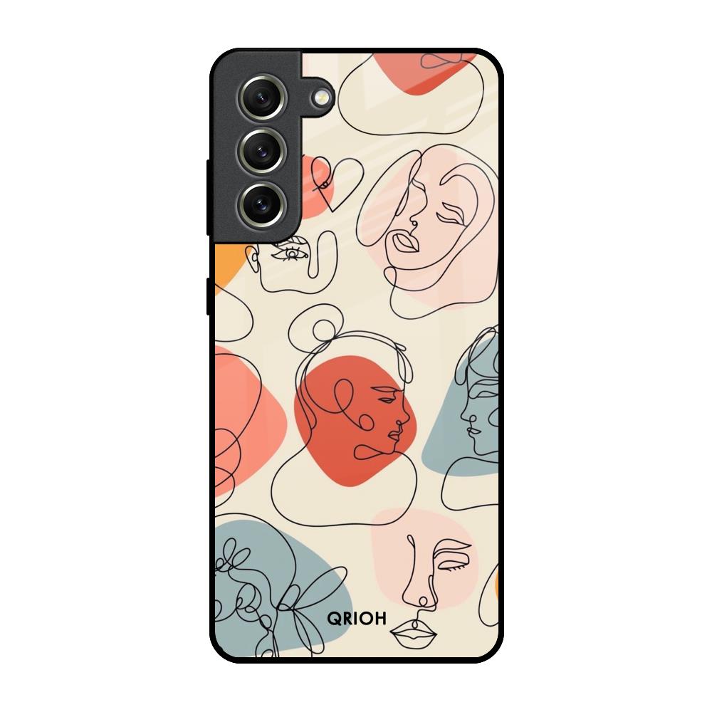 Abstract Faces Samsung Galaxy S21 FE 5G Glass Back Cover Online