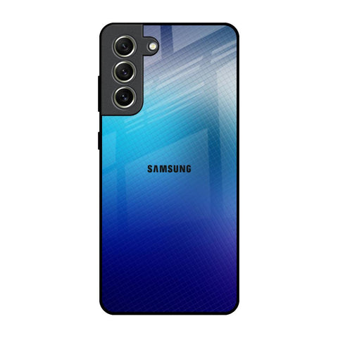 Blue Rhombus Pattern Samsung Galaxy S21 FE 5G Glass Back Cover Online