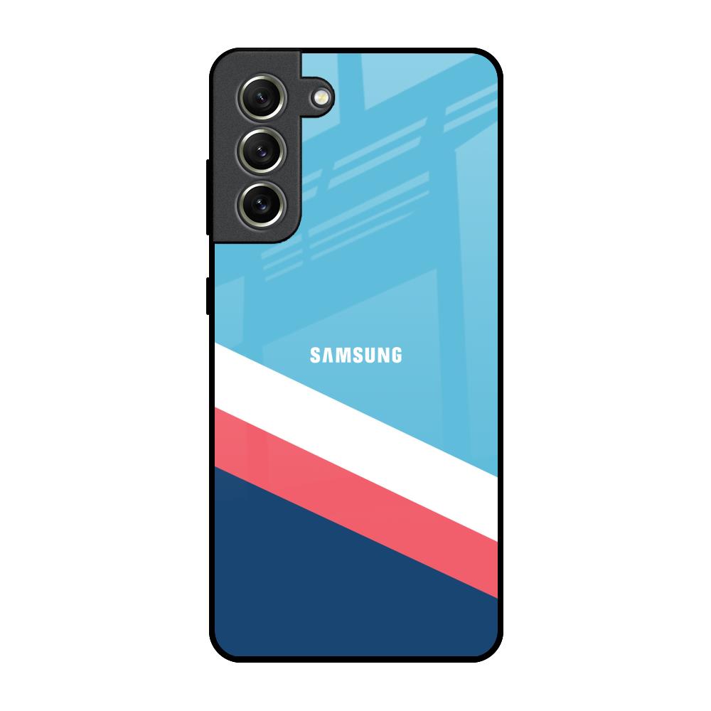 Pink & White Stripes Samsung Galaxy S21 FE 5G Glass Back Cover Online
