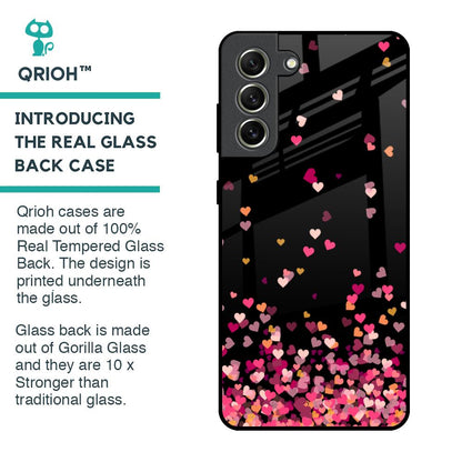 Heart Rain Fall Glass Case For Samsung Galaxy S21 FE 5G