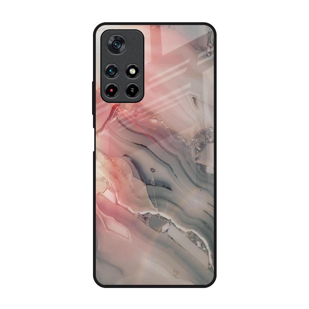 Pink And Grey Marble Poco M4 Pro 5G Glass Back Cover Online