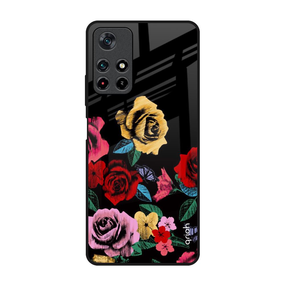 Floral Decorative Poco M4 Pro 5G Glass Back Cover Online